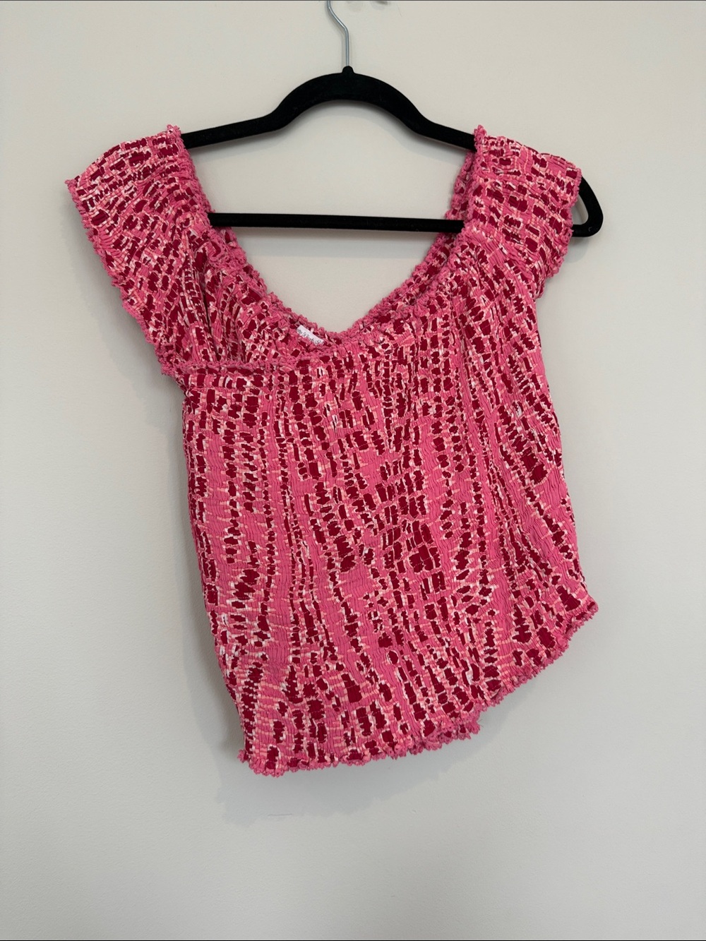 Poupette St. Barth Pink Open-Knit V-Neck Tank